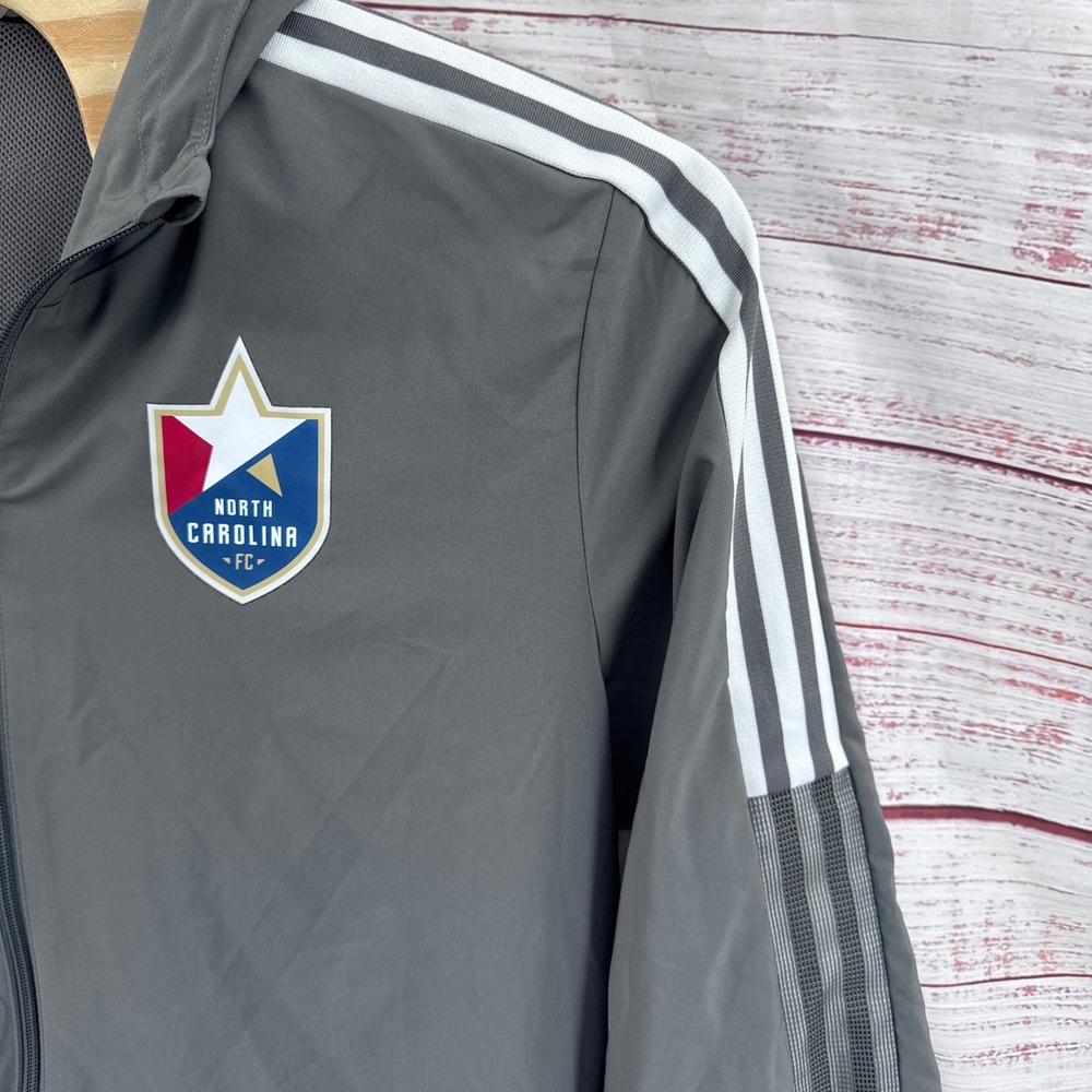 Adidas North Carolina FC Soccer Windbreaker Jacket Grey Mens Large Aeroready - Picture 3 of 8